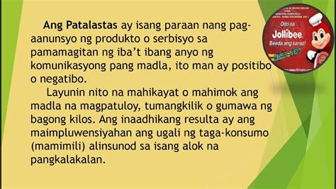 5 uri ng patalastas